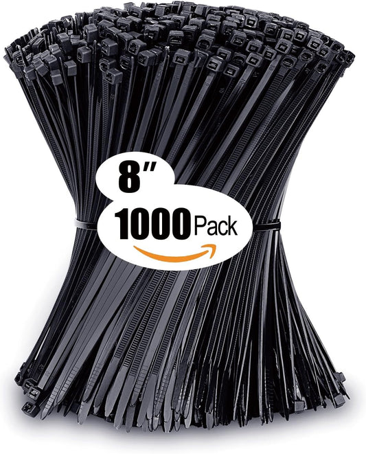 1000-Pack ANOSON Black 8 Zip Ties - 40lb Strength