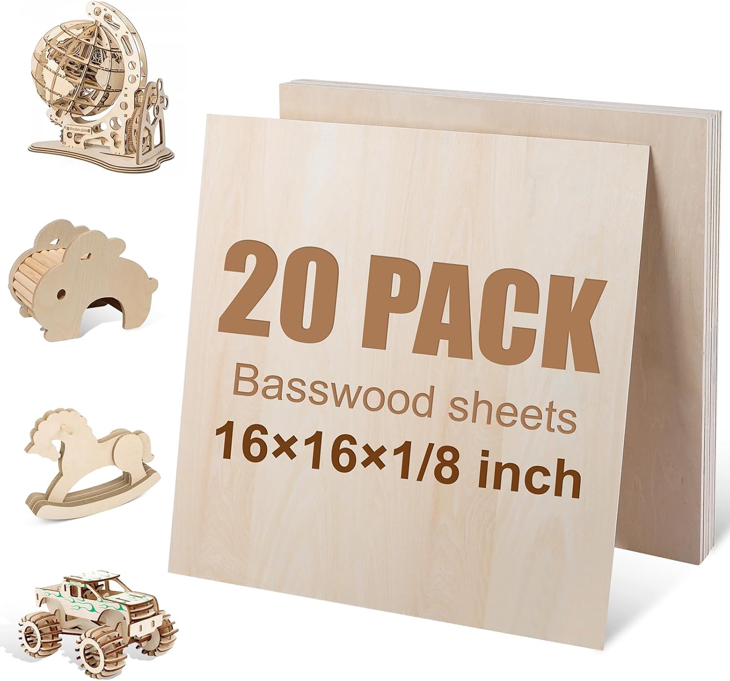 20 Pack Basswood Sheets for Laser Cutting and Engraving Crafts