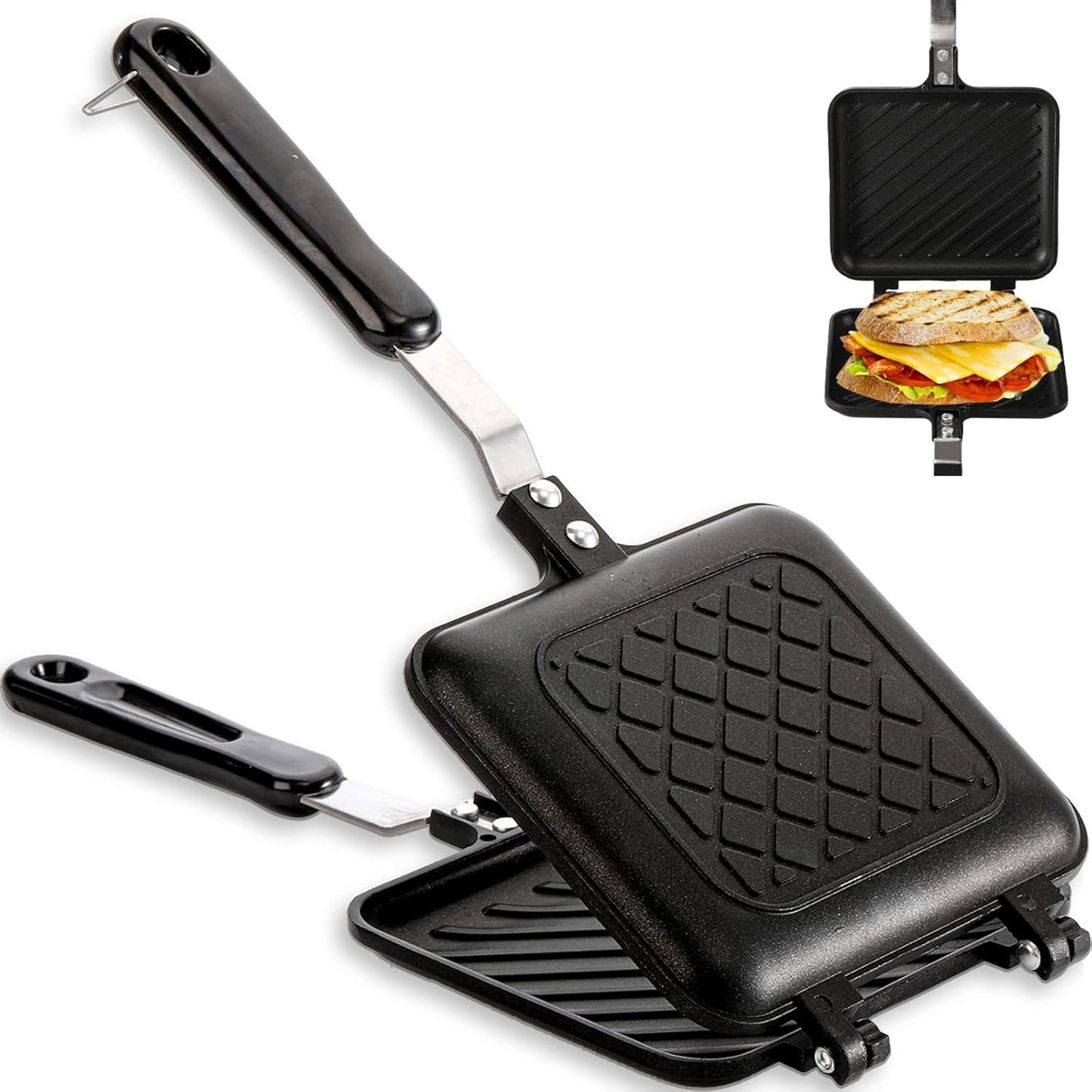 ZOOFOX Non-Stick Sandwich Maker: Crispy Paninis in Minutes!