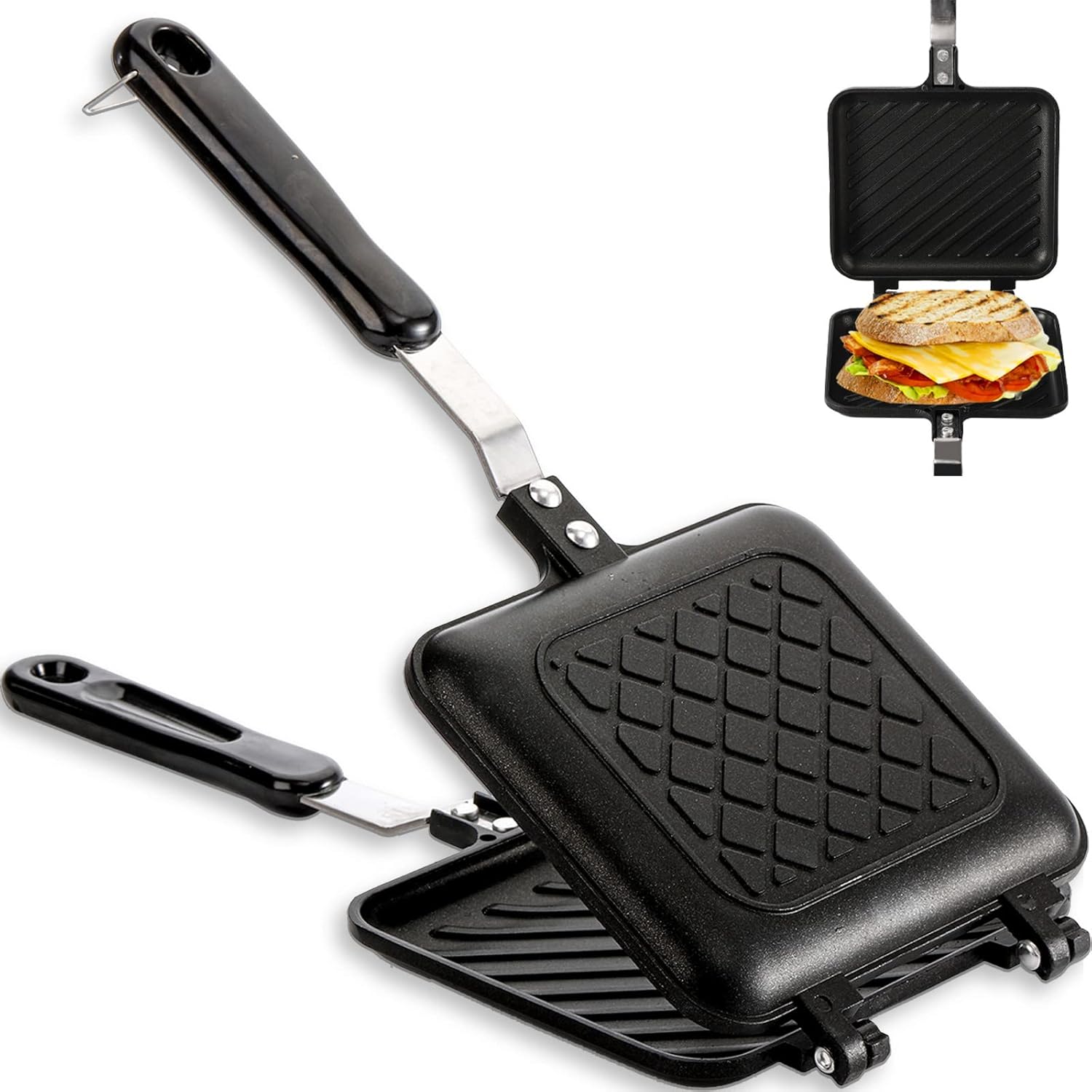 ZOOFOX Non-Stick Sandwich Maker: Crispy Paninis in Minutes!
