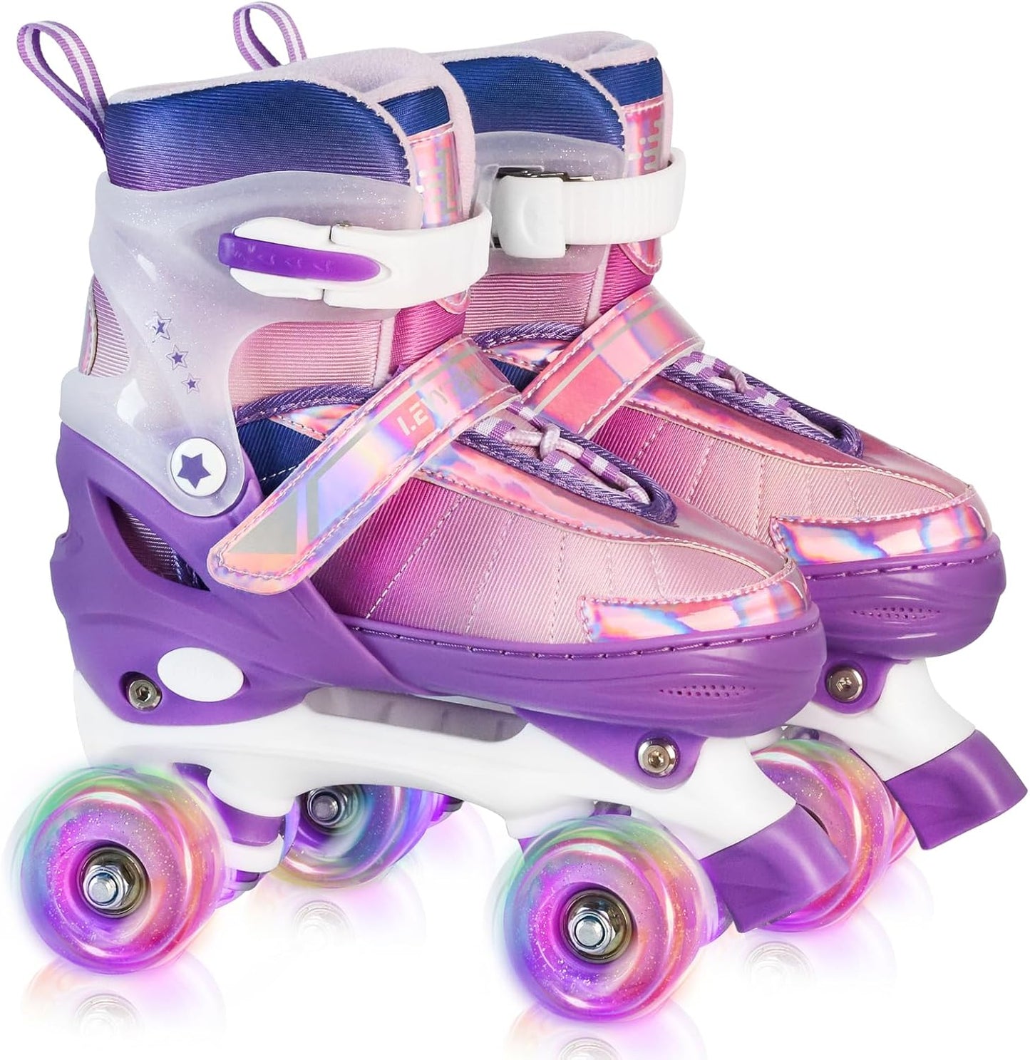 Rainbow Roller Skates for Kids with Light Up Wheels Adjustable