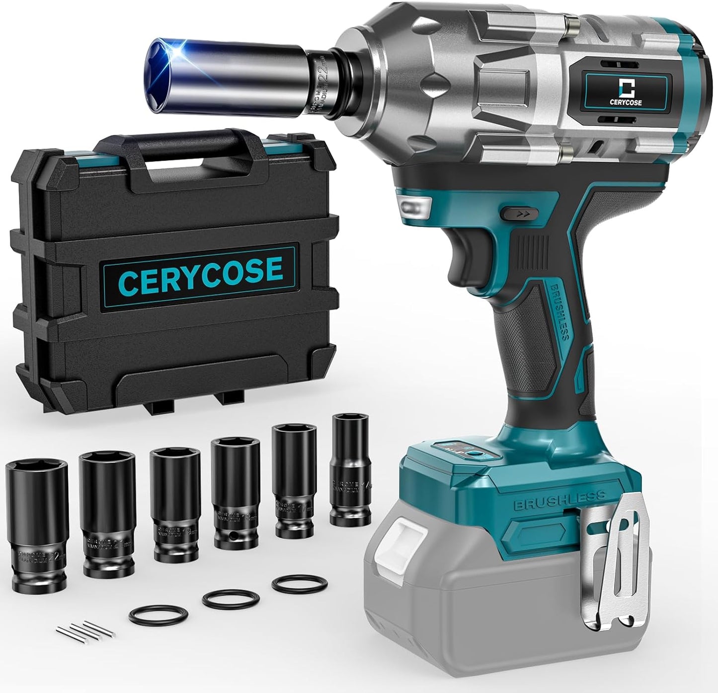 Cordless Impact Wrench 1/2 inch with 900FT-LBS Torque Power