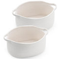 Woven Storage Basket with Handles - Natural Cotton Organizer