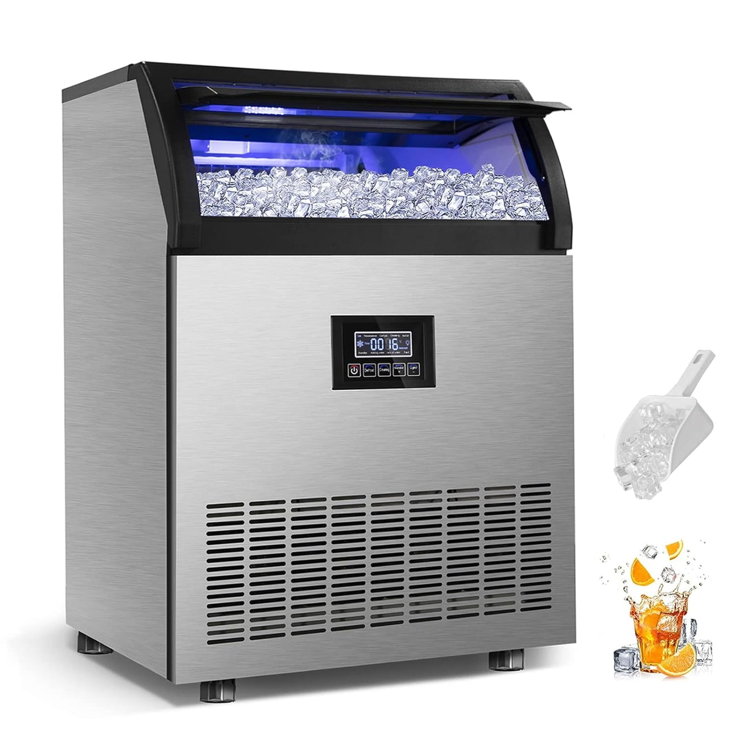 Commercial Ice Maker 250Lbs/24H with Storage Bin and Water Filter