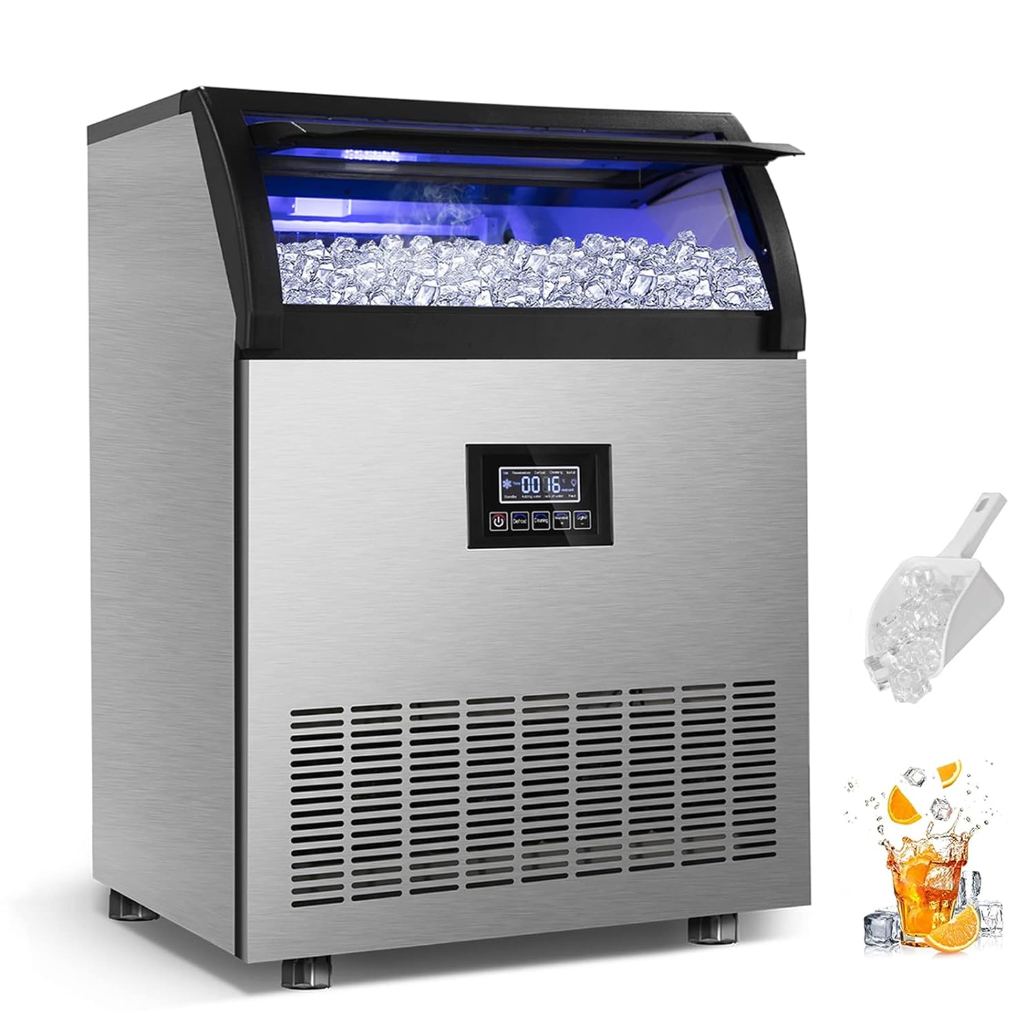 Commercial Ice Maker 250Lbs/24H with Storage Bin and Water Filter
