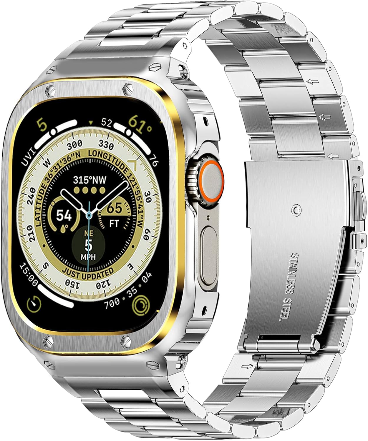 MioHHR Stainless Steel Band and Case for Apple Watch 49mm