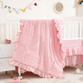 3-Piece Tufted Ruffle Crib Bedding Set for Girls - Soft Light Pink