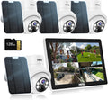 Solar Security Camera System Outdoor with 10in LCD Monitor - 4-Cam Kit