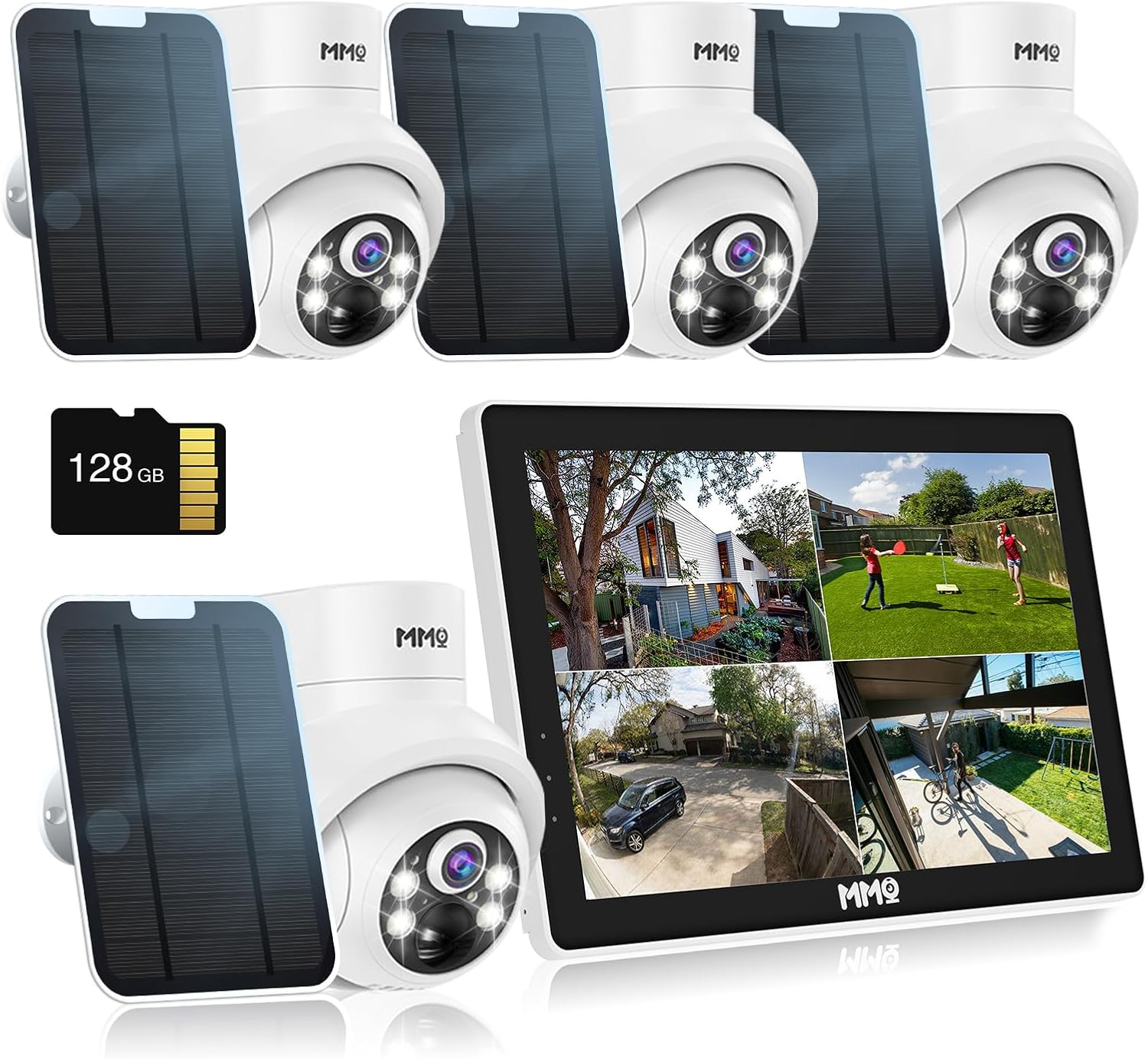 Solar Security Camera System with 10in LCD Monitor for Home