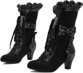 LanreyTaley Women Sweet Bow Mid Calf Boots - Comfortable Kawaii Heels