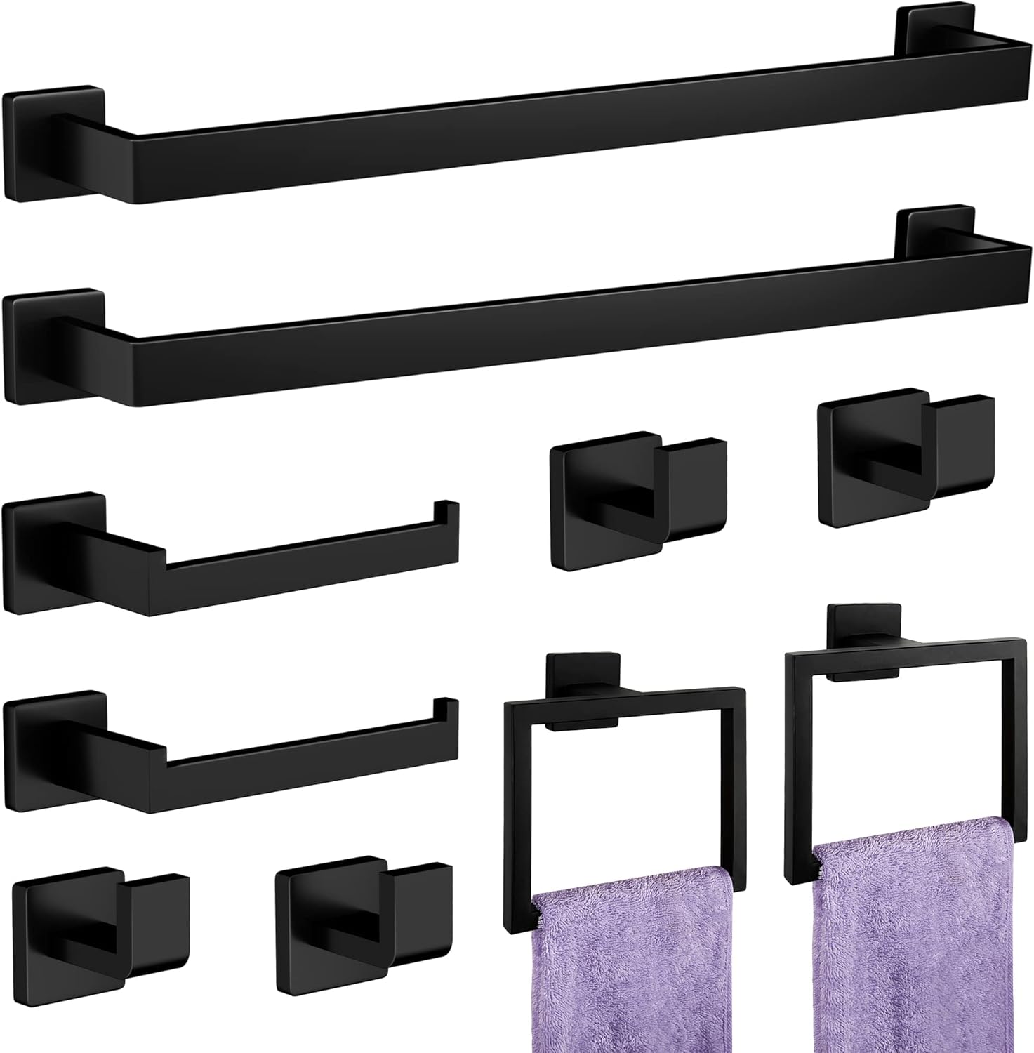 10-Piece Matte Black Bathroom Accessories Set for Stylish Spaces
