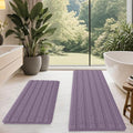 Ultra Soft Striped Lavender Bathroom Rug Mat Set for Luxury