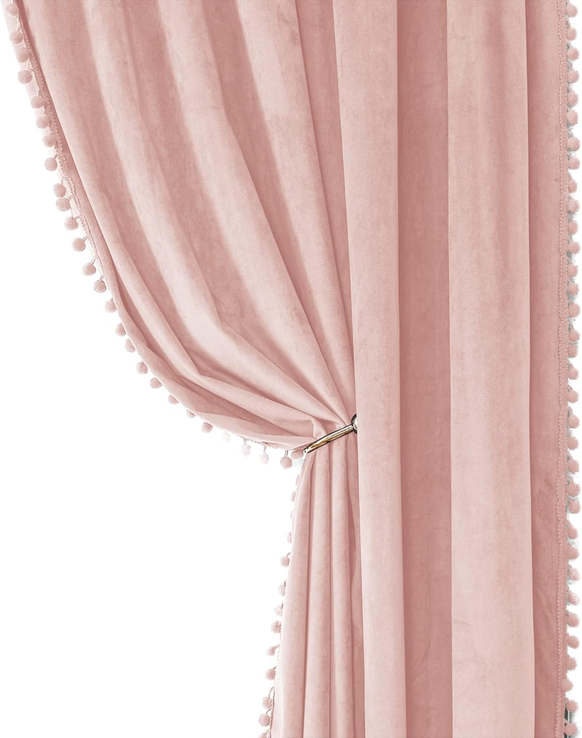 Victree Pink Velvet Blackout Curtains 52x84 - Sunlight Blocking