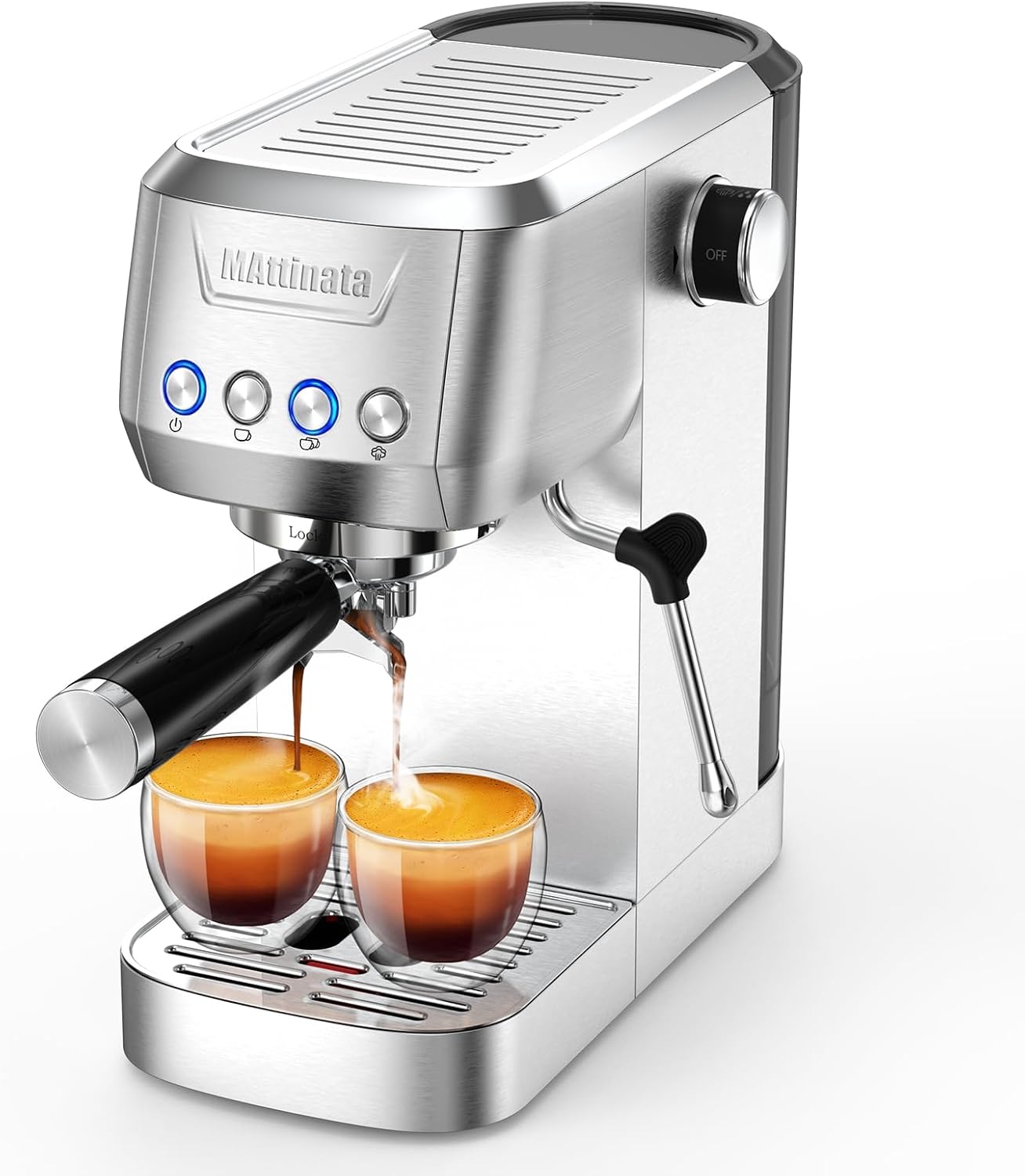 Stainless Steel Espresso Maker, 20 Bar, Milk Frother