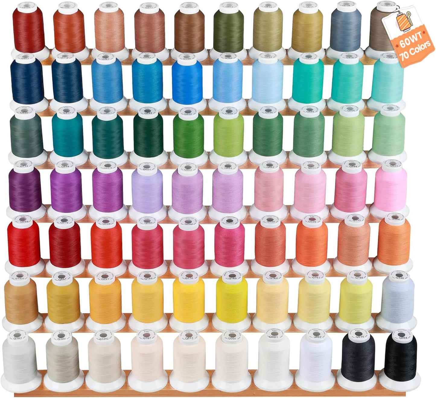 60WT Frosty Matt Embroidery Machine Thread Kit with 70 Colors