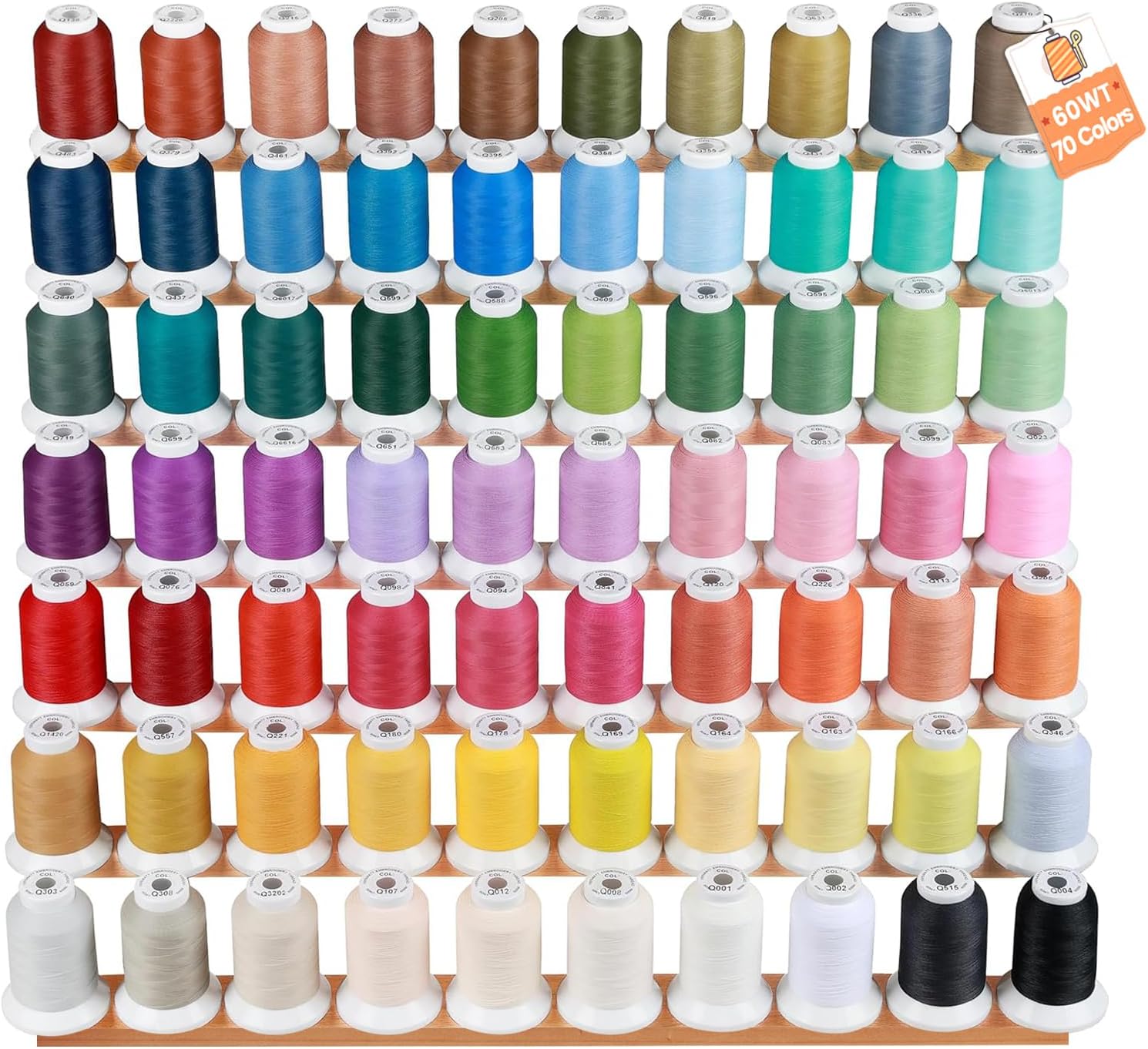 60WT Frosty Matt Embroidery Machine Thread Kit with 70 Colors