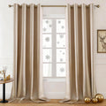 HOMEIDEAS Beige Faux Silk Blackout Curtains 52 x 84 in - Room