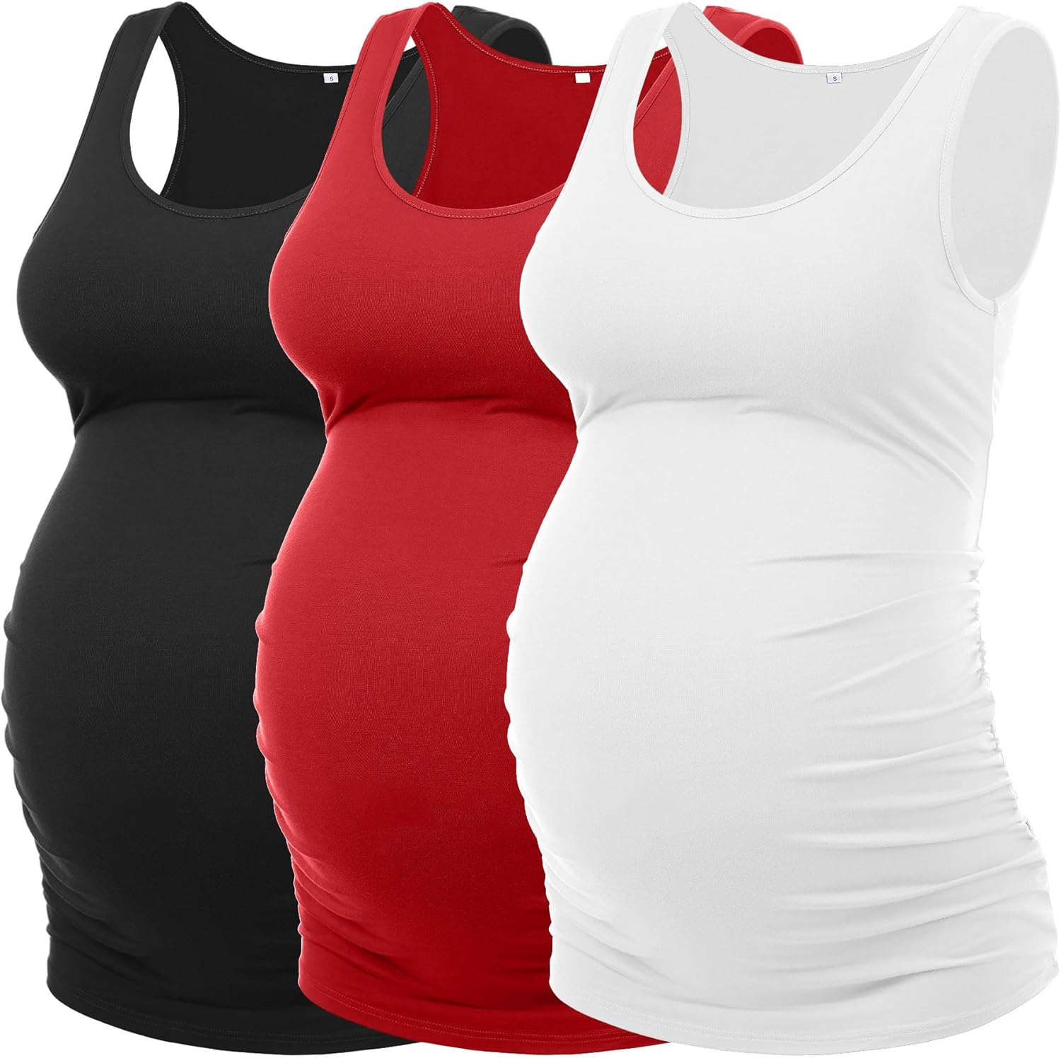 Maternity Side Ruch Tank Tops for Summer Casual Wear S-3XL