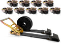 Flat Hook Ratchet Strap 2 in x 30 ft - Heavy Duty Tie Down Case of 10