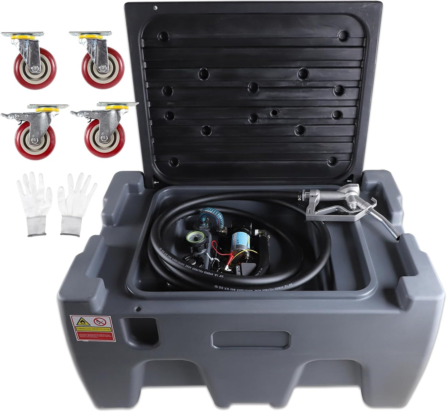 40 Gallon Portable Fuel Transfer Tank with 12V Pump for Easy Use