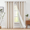 jinchan Room Darkening Curtains 90 in Length 2 Panels Set - Linen