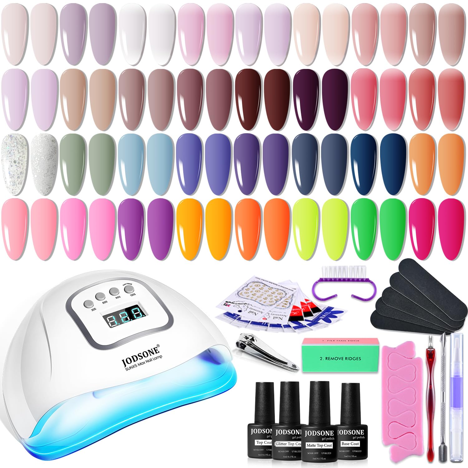 36 Pieces Gel Nail Polish Kit with UV Light for Home and Salon