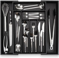 Silverware Drawer Organizer 18.5in Black - Expandable Utensil Tray