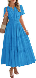 Womens Summer 2025 Boho Maxi Dress with Pockets - Lightweight