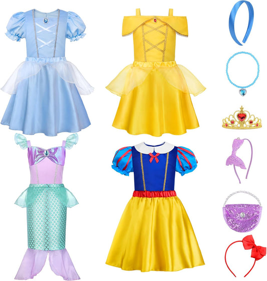ReliBeauty Princess Dress Up Set for Girls Aged 3-8 Years