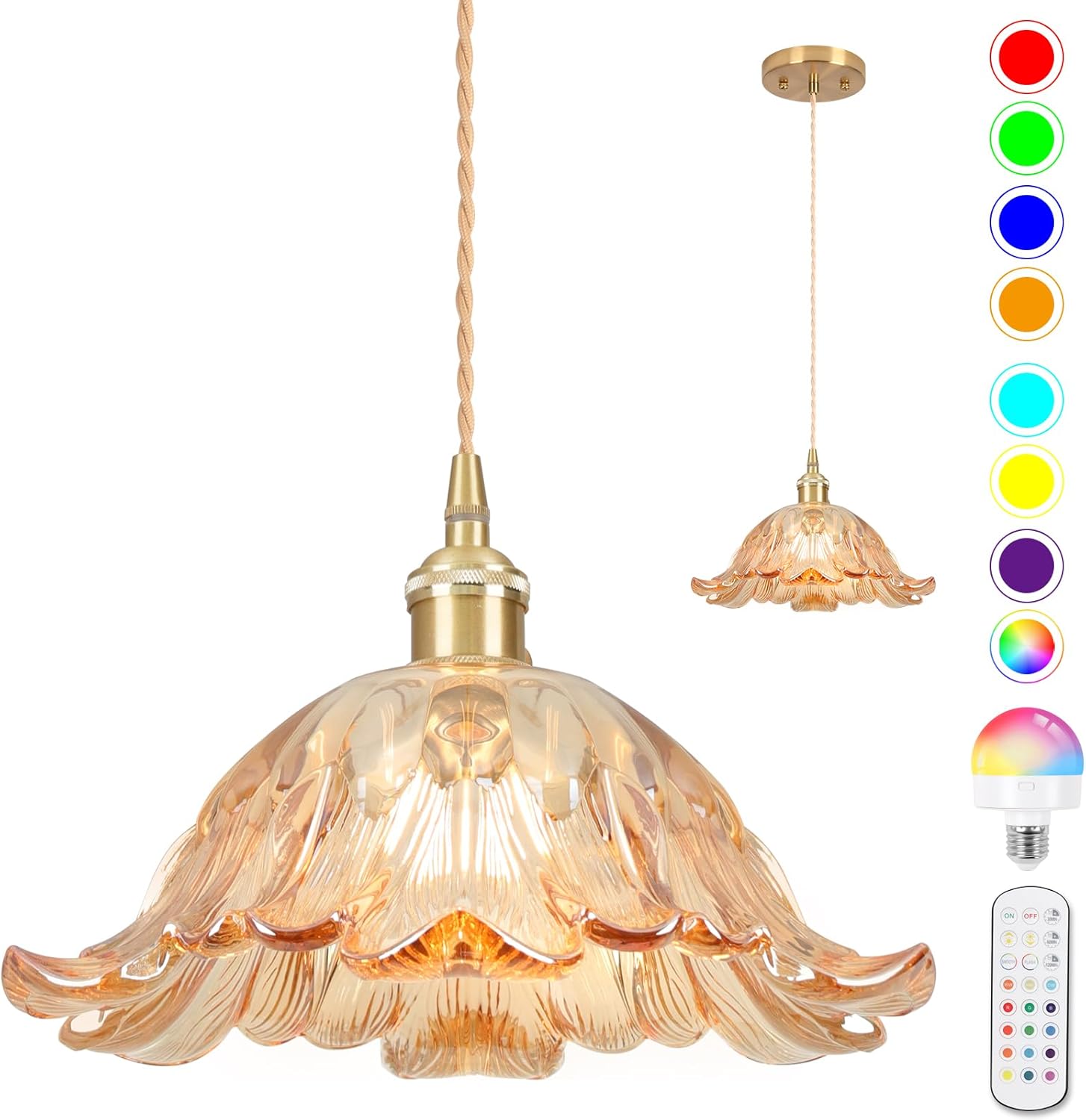 Battery Operated Pendant Light with Remote Control for Home