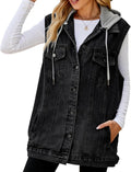Women's Oversized Denim Vest Mid-Long Sleeveless Jacket - Runs Big