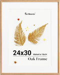24x30 Picture Frame Solid Oak Wood Frame for Wall - Natural Finish