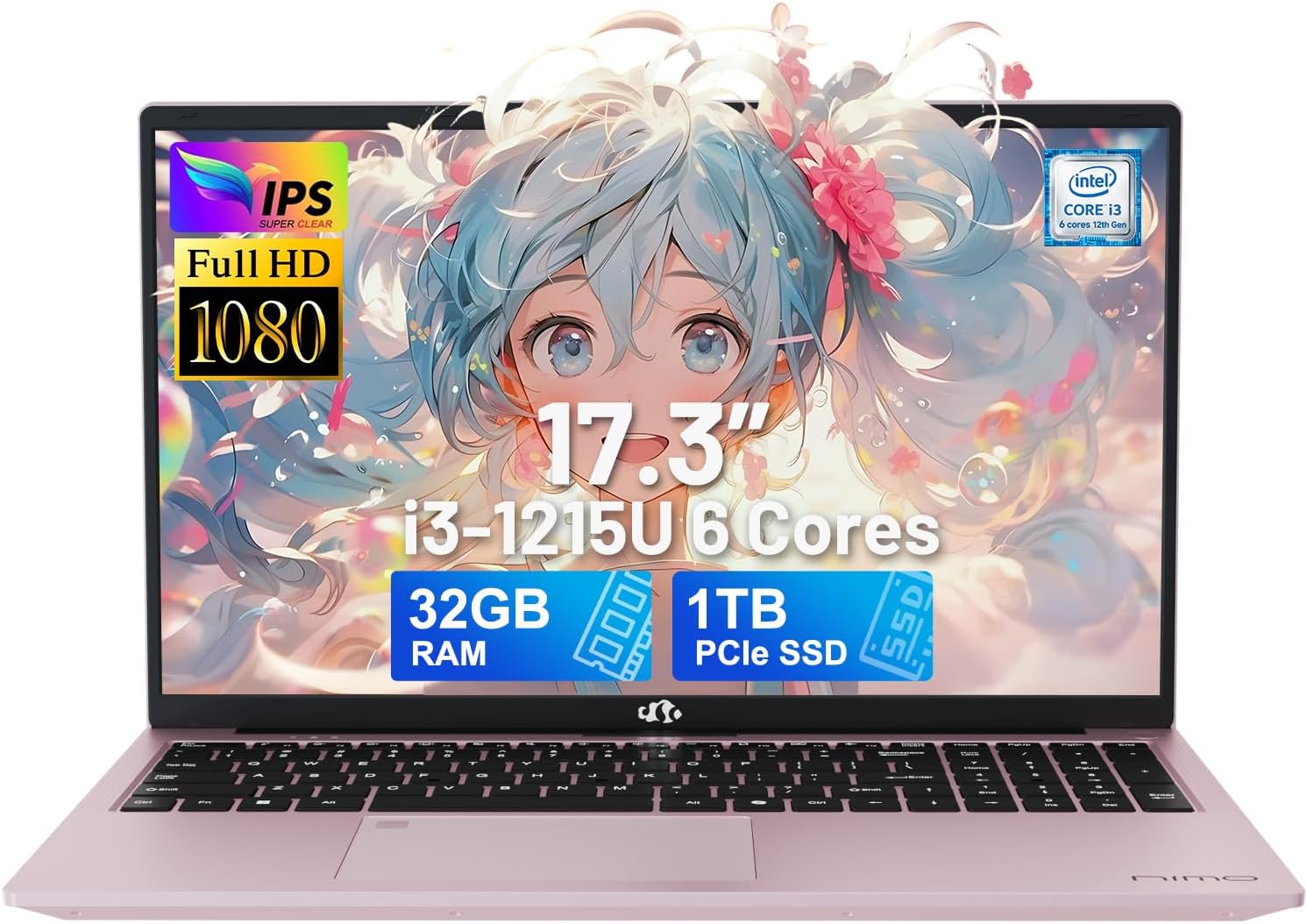 NIMO 17.3 FHD Laptop with Intel i3-1215U and 32GB RAM