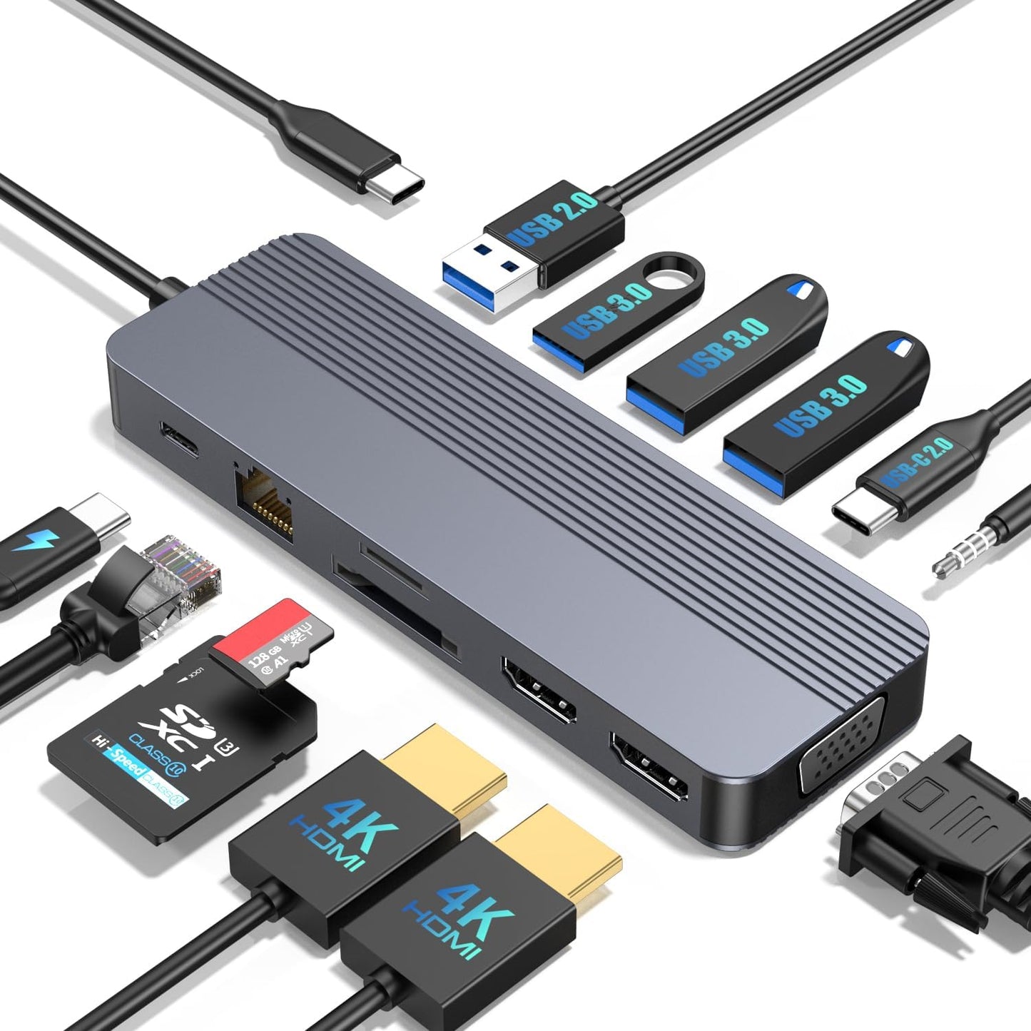 Docking Station for HP Dell Lenovo MacBook with 13 Ports