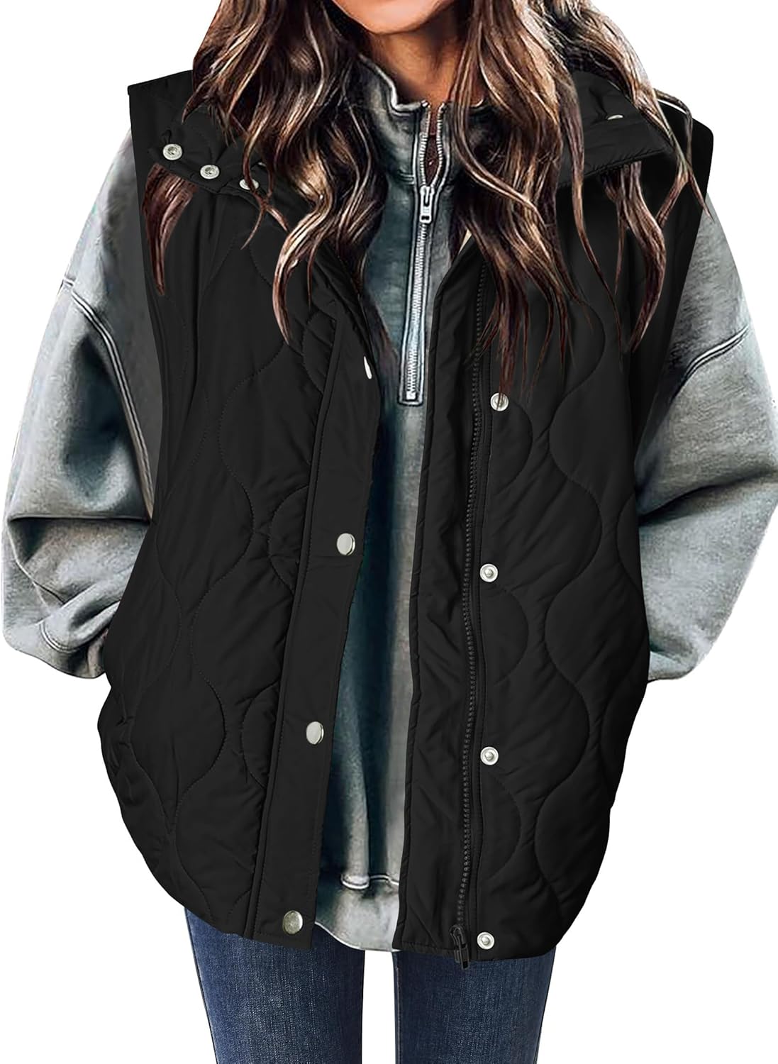 Lightweight Quilted Puffer Vest for Women with Pockets