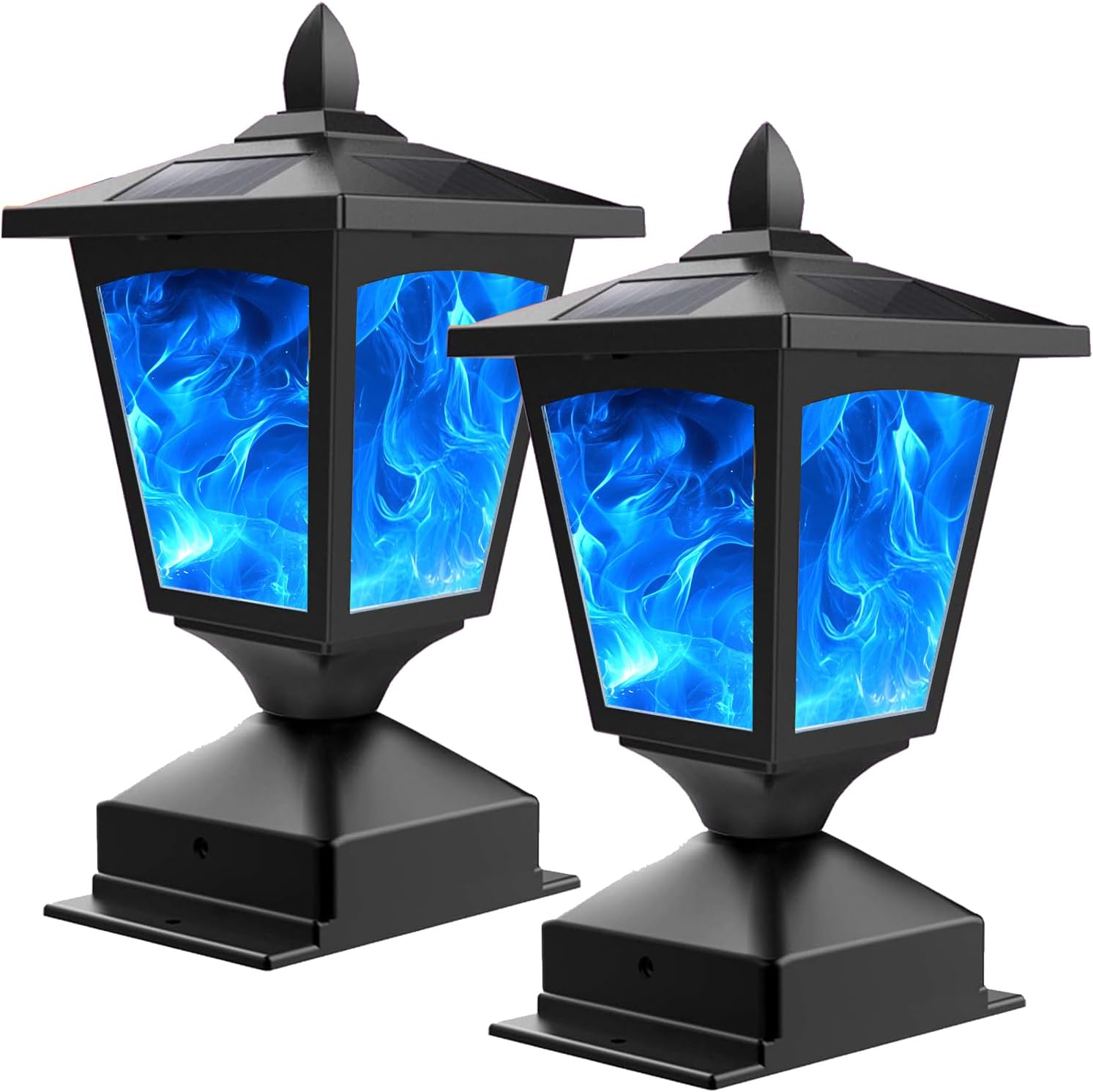 Solar Post Flame Light for Outdoor Deck and Garden Use