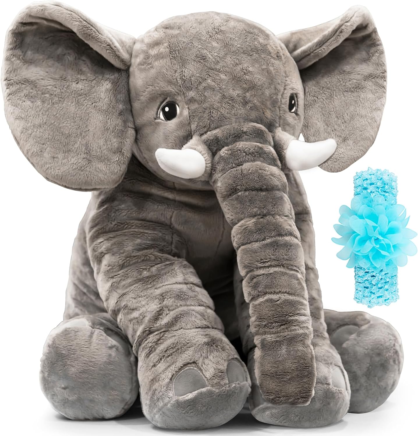 Homily Stuffed Elephant Plush Toy - 24 Inch Blue Cuddle Buddy