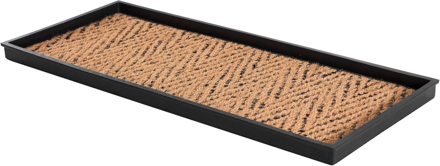 Durable Rubber Boot Tray with Coir for Entryway Organization