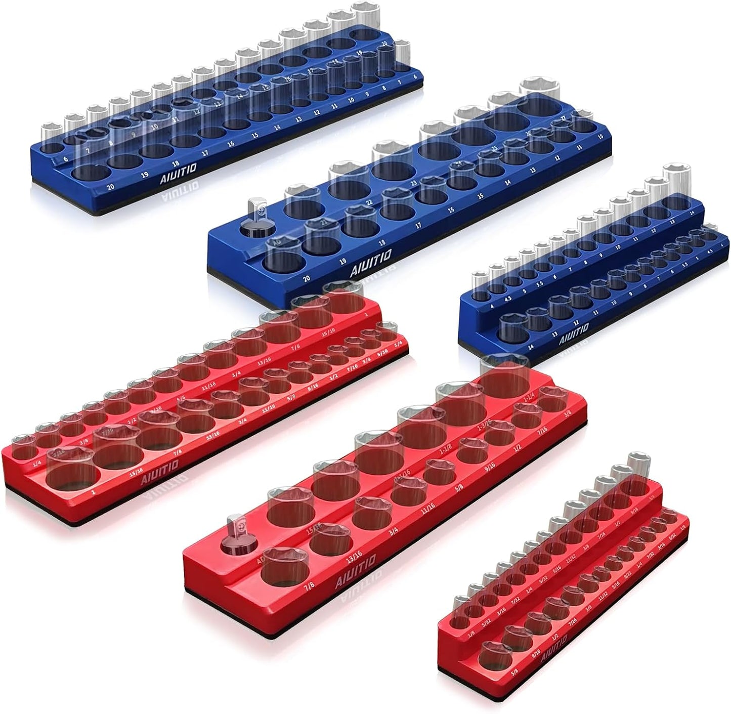Magnetic Socket Organizer Set for 1/4in, 3/8in, 1/2in Drive Sockets