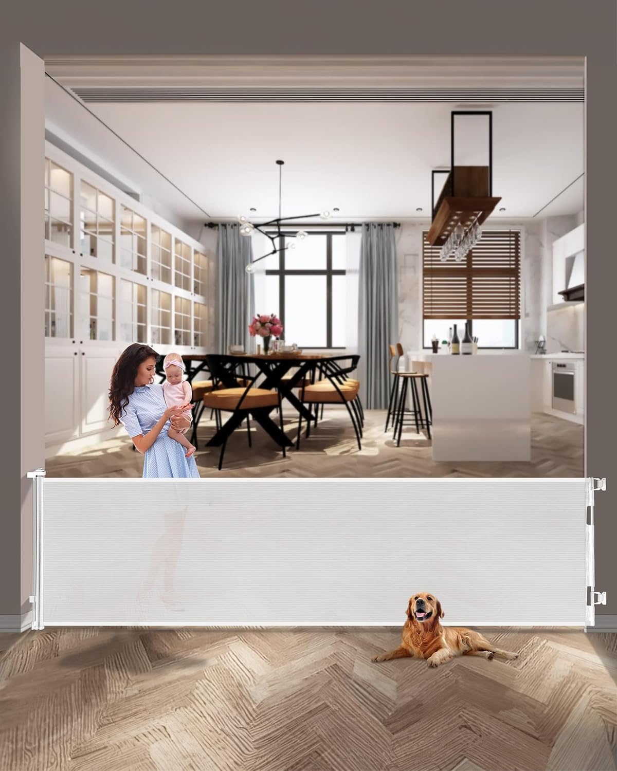 197 Inch Extra Wide Retractable Baby Gate for Indoor and Outdoor