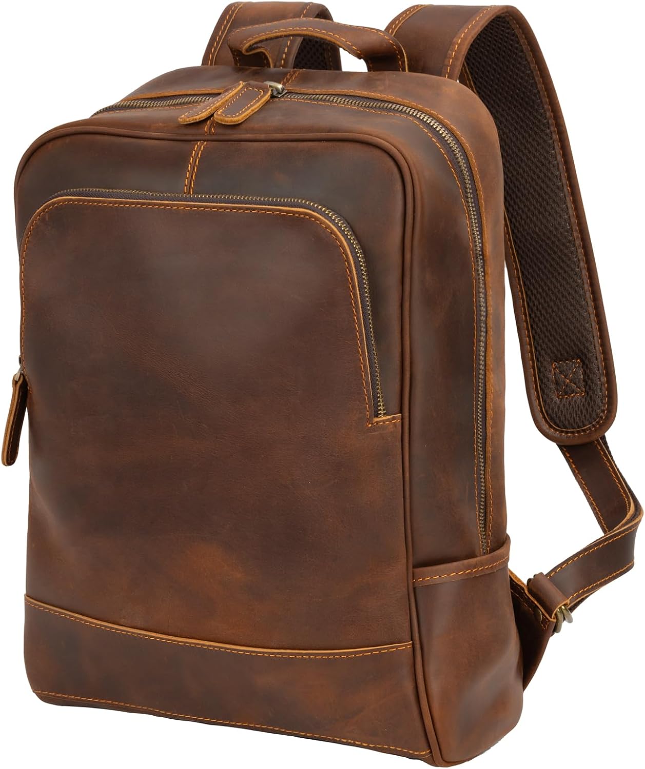 Leather Backpack for Men - 15.6in Laptop Bag in Dark Brown