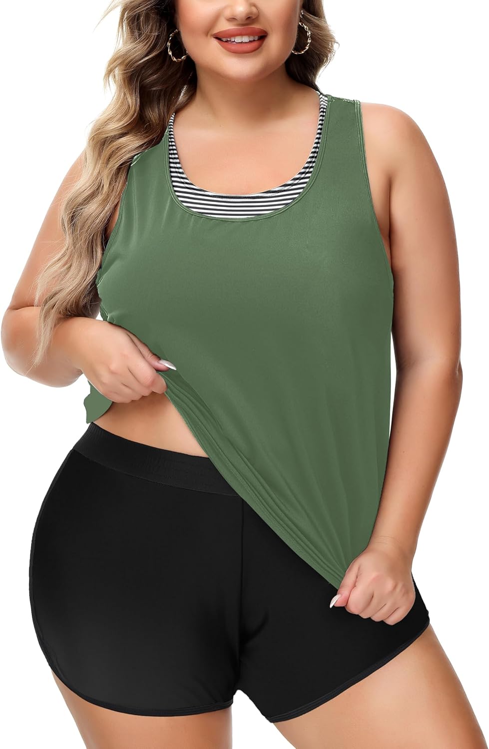 NIeyook Plus Size 3 Piece Tankini Swimsuits for Women