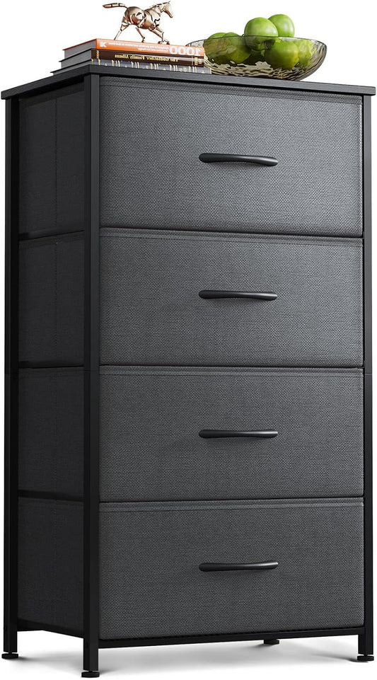 AODK Dresser for Bedroom with 4 Storage Drawers, Dark Grey