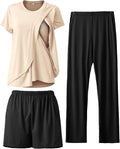 Rnxrbb 3 Piece Postpartum Nursing Pajamas Set - Soft, Adjustable