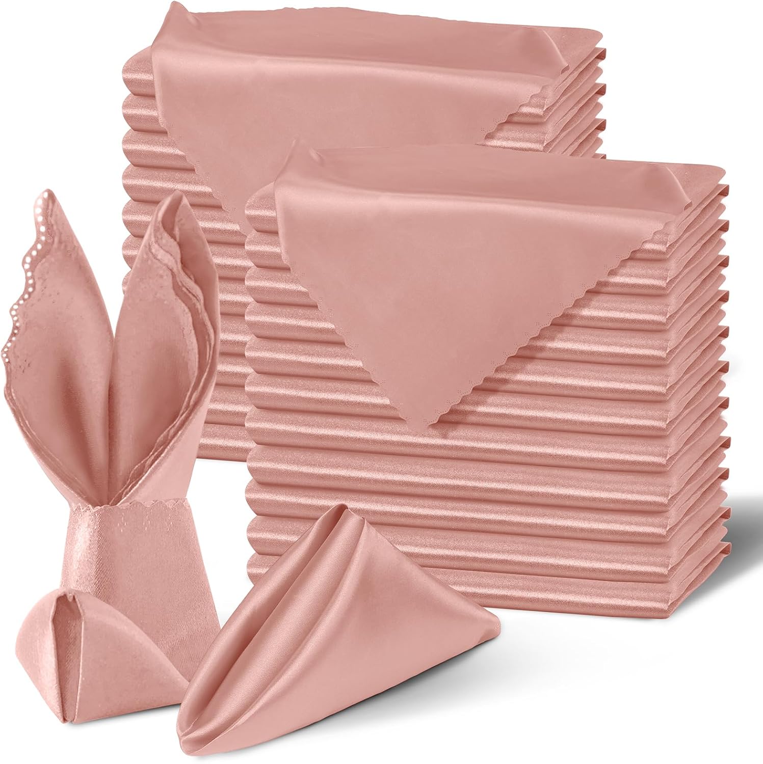 Elegant Rose Gold Satin Napkins for Weddings and Parties