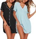 Ekouaer Nightgowns for Women 2 Pack Button Down Sleepshirts - Soft dry