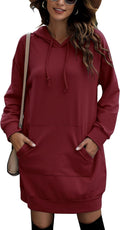 Quenteen Women Hooded Sweatshirt Dress - Oversized Tunic with Pocket