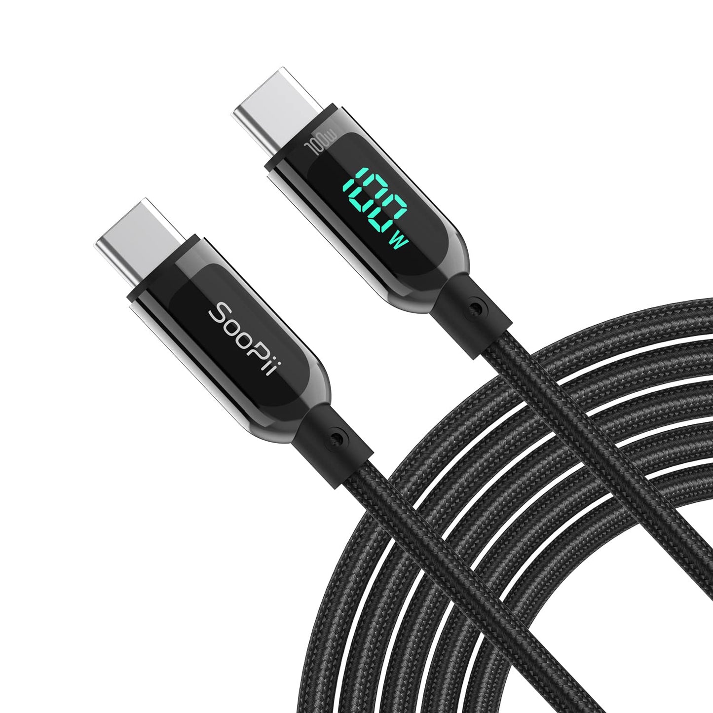 100W Fast Charge USB C Cable with LED Display