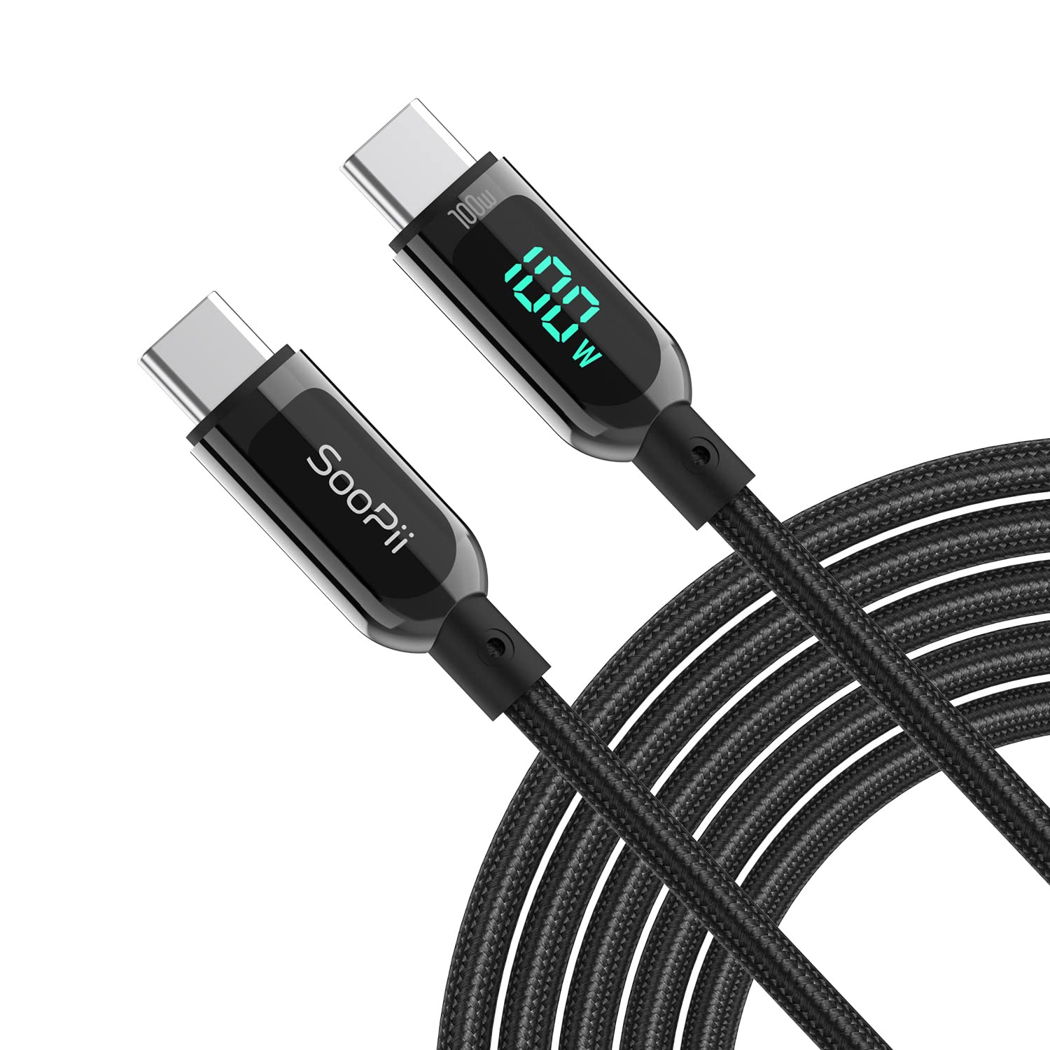 100W Fast Charge USB C Cable with LED Display