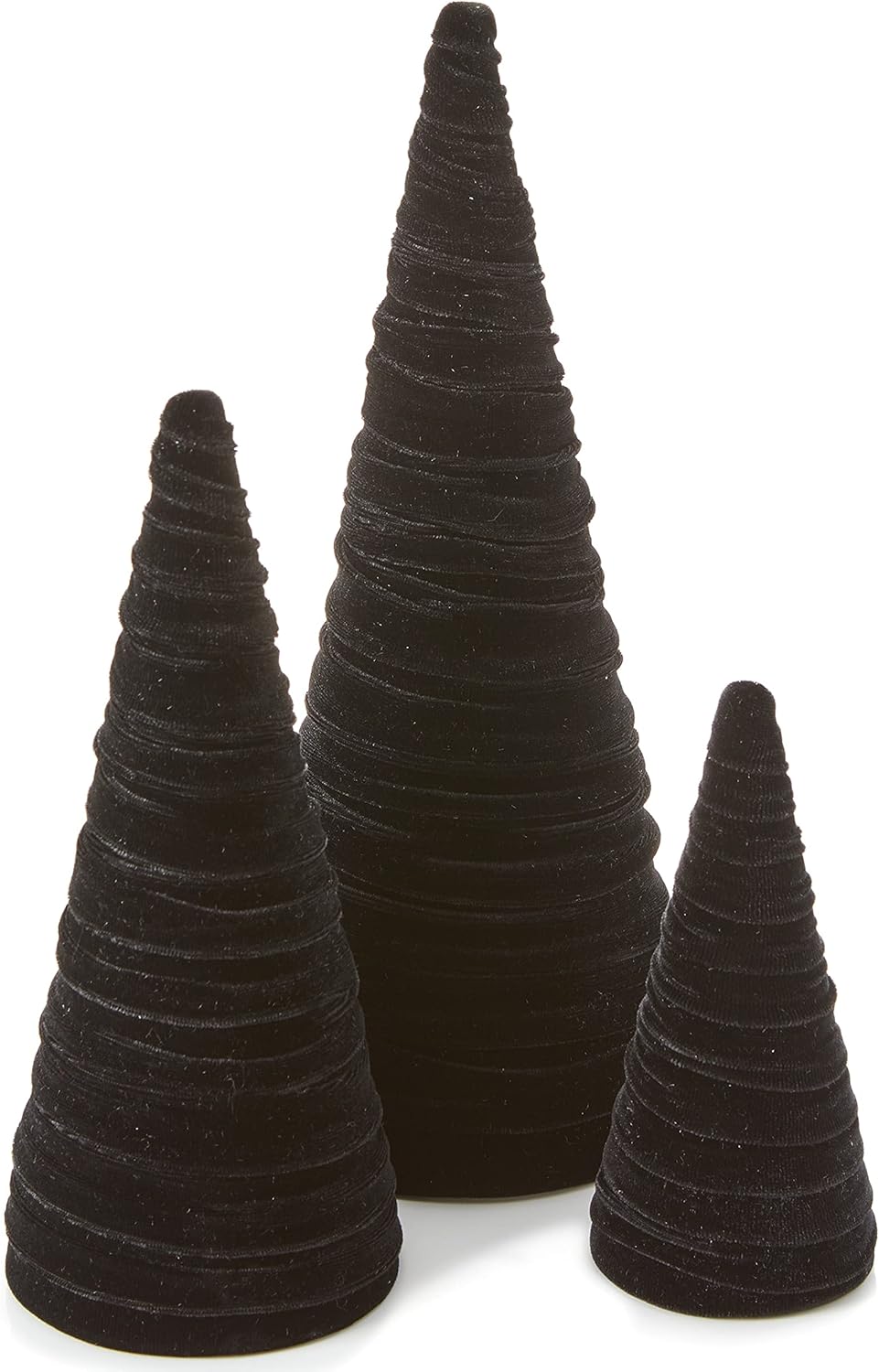 Handcrafted Black Velvet Trees Set of 3 for Elegant Decor